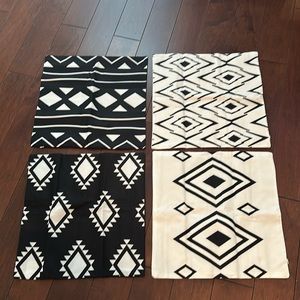 (4) Count set of Boho Pillow Cases- New in Bag, Black/White